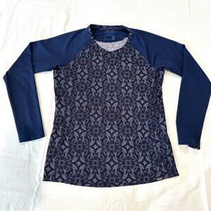 Patagonia Women's Capilene Midweight Baselayer Top Navy Long Sleeve Tee Large